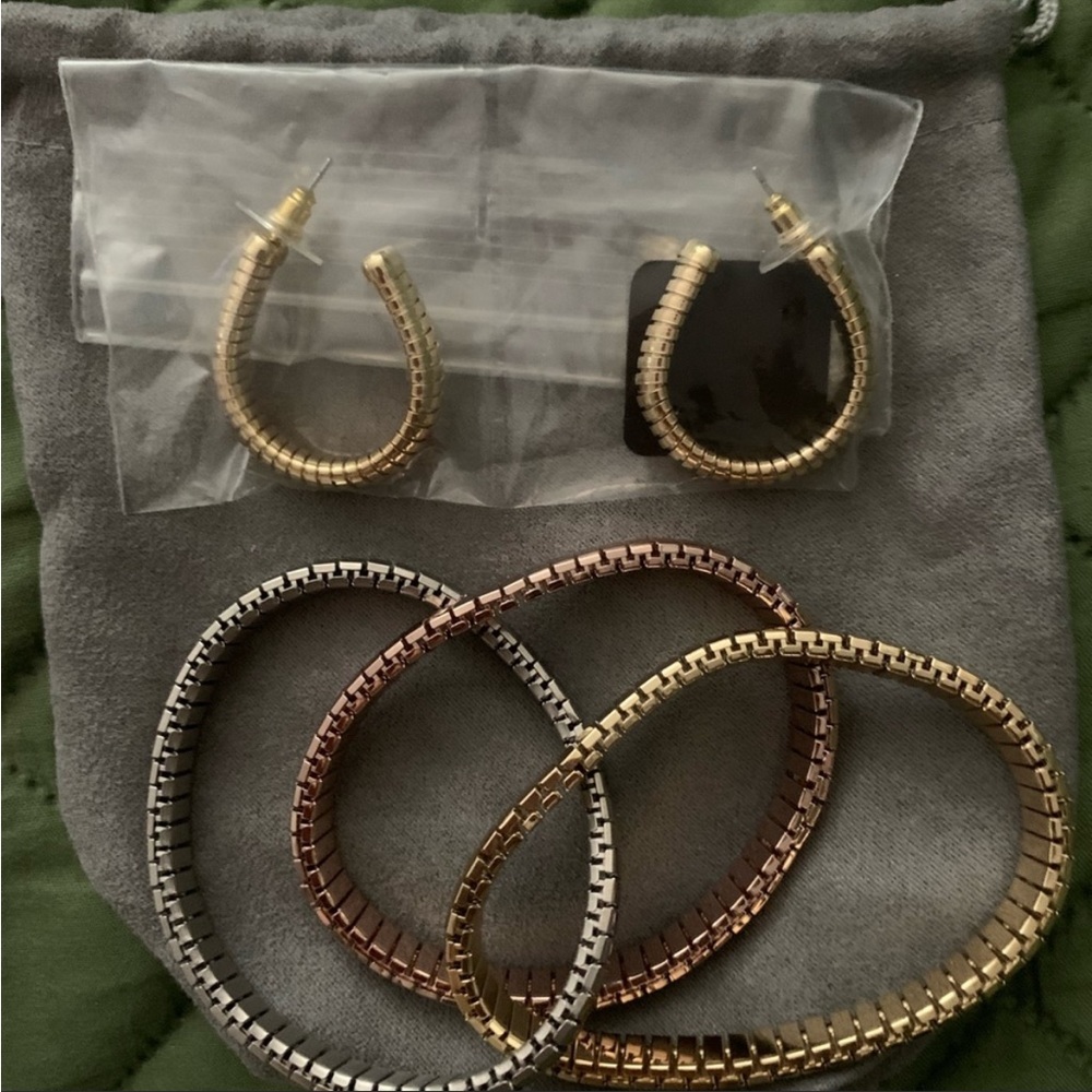 New in box. R.J. Graziano tricolor bracelet and earring set